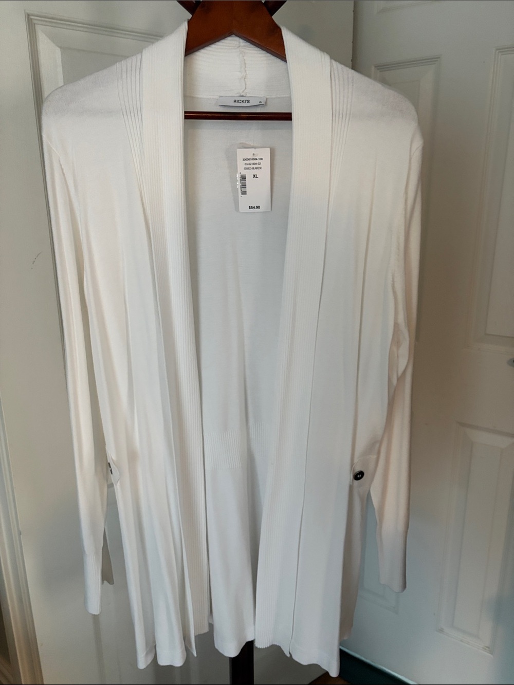Ricki's White Open-Front Long Knit Cardigan